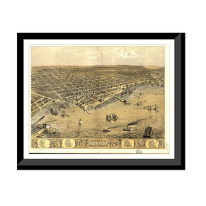 Panoramic Map - Muskegon, Michigan, 1868 - Bird's Eye View Print