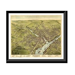 Panoramic Map - Bangor, Maine, 1875 - Bird's Eye View Print