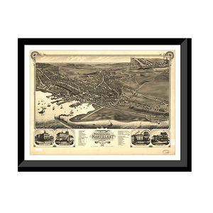 Panoramic Map - Nantucket, Massachusetts, 1881 - Bird's Eye View Print