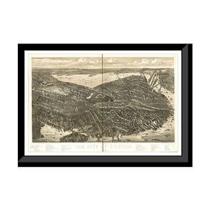 Panoramic Map - Boston, Massachusetts, 1879 - Bird's Eye View Print