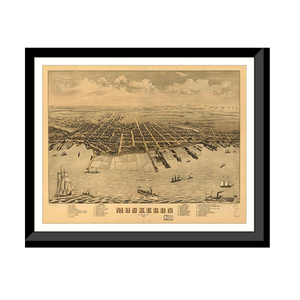 Panoramic Map - Muskegon, Michigan, 1874 - Bird's Eye View Print