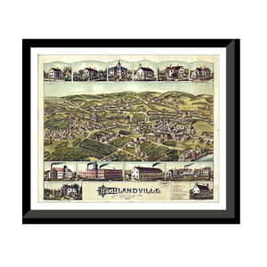 Panoramic Map - Needham Heights, Massachusetts, 1887 - Bird's Eye View