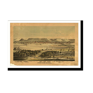 Panoramic Map - Winona, Minnesota, 1874 - Bird's Eye View Print