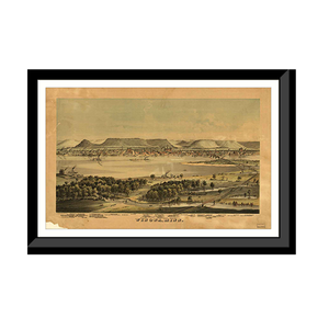 Panoramic Map - Winona, Minnesota, 1874 - Bird's Eye View Print