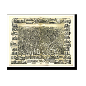 Panoramic Map - Boston, Massachusetts, 1885 - Bird's Eye View Print