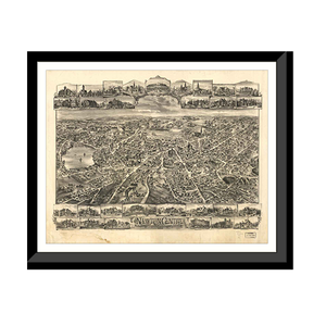 Panoramic Map - Newton Center, Massachusetts, 1897 - Bird's Eye View Print