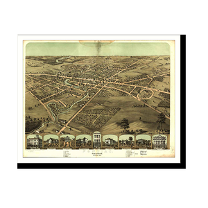 Panoramic Map - Pontiac, Michigan, 1867 - Bird's Eye View Print