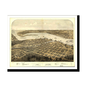 Panoramic Map - Port Huron, Michigan, 1867 - Bird's Eye View Print