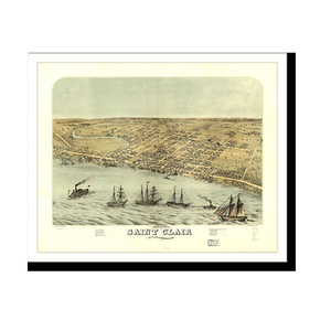 Panoramic Map - Saint Clair, Michigan, 1868 - Bird's Eye View Print
