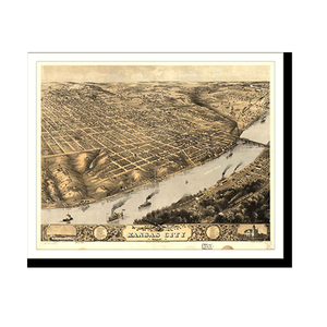 Panoramic Map - Kansas City, Missouri, 1869 - Bird's Eye View Print