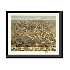 Panoramic Map - Macon City, Missouri, 1869 - Bird's Eye View Print