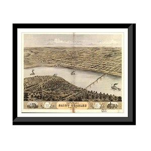 Panoramic Map - Saint Charles, Missouri, 1869 - Bird's Eye View Print
