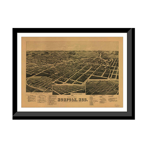 Panoramic Map - Norfolk, Nebraska, 1889 - Bird's Eye View Print