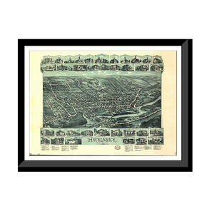 Panoramic Map - Hackensack, New Jersey, 1896 - Bird's Eye View Print