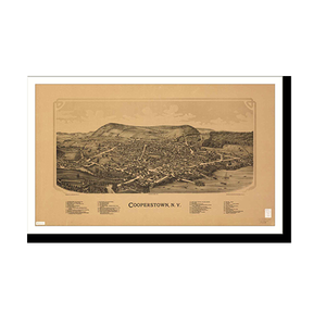 Panoramic Map - Cooperstown, New York, 1890 - Bird's Eye View Print