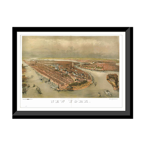 Panoramic Map - New York, New York, 1874 - Bird's Eye View Print