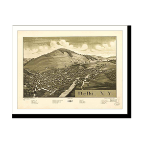 Panoramic Map - Delhi, New York, 1887 - Bird's Eye View Print