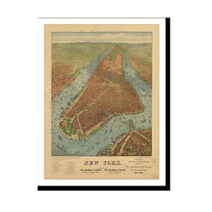Panoramic Map - New York, New York, 1879 - Bird's Eye View Print
