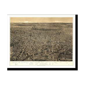 Panoramic Map - Newark, New Jersey, 1874 - Bird's Eye View Print