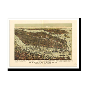 Panoramic Map - New York, New York, 1892 - Bird's Eye View Print