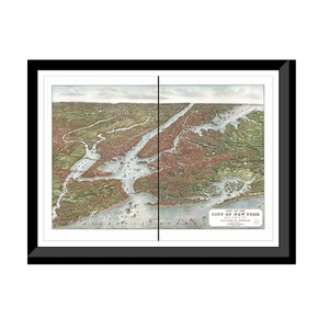 Panoramic Map - New York City, New York, 1907 - Bird's Eye View Print