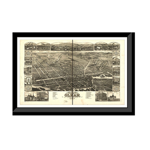 Panoramic Map - Olean, New York, 1882 - Bird's Eye View Print