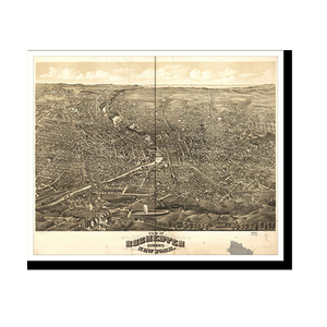 Panoramic Map - Rochester, New York, 1880 - Bird's Eye View Print