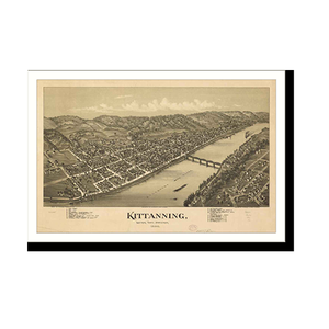 Panoramic Map - Kittanning, Pennsylvania, 1896 - Bird's Eye View Print