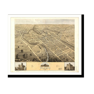 Panoramic Map - Elyria, Ohio, 1868 - Bird's Eye View Print
