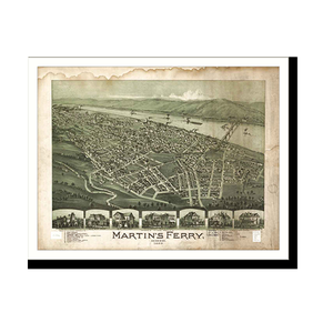 Panoramic Map - Martins Ferry, Ohio, 1899 - Bird's Eye View Print