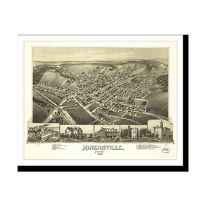 Panoramic Map - Minersville, Pennsylvania, 1889 - Bird's Eye View Print