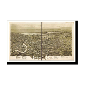 Panoramic Map - Scranton, Pennsylvania, 1890 - Bird's Eye View Print