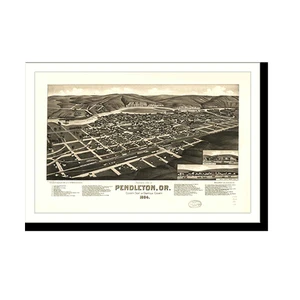 Panoramic Map - Pendleton, Oregon, 1884 - Bird's Eye View Print