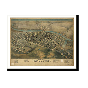 Panoramic Map - Pendleton, Oregon, 1890 - Bird's Eye View Print