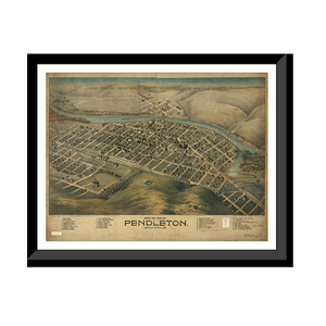 Panoramic Map - Pendleton, Oregon, 1890 - Bird's Eye View Print