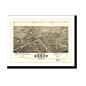 Panoramic Map - Akron, Ohio, 1882 - Bird's Eye View Print