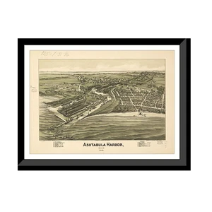 Panoramic Map - Ashtabula, Ohio, 1896 - Bird's Eye View Print