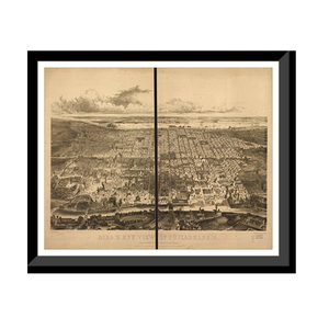 Panoramic Map - Philadelphia, Pennsylvania, 1857 - Bird's Eye View Print