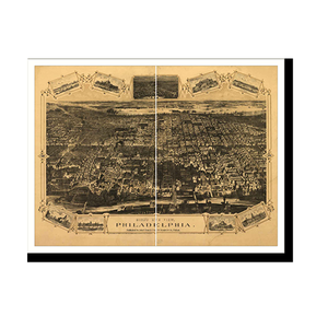 Panoramic Map - Philadelphia, Pennsylvania, 1876 - Bird's Eye View Print