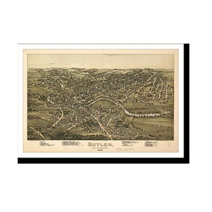 Panoramic Map - Butler, Pennsylvania, 1896 - Bird's Eye View Print