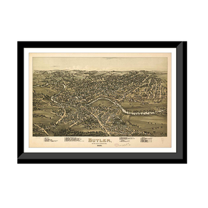 Panoramic Map - Butler, Pennsylvania, 1896 - Bird's Eye View Print