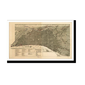 Panoramic Map - Philadelphia, Pennsylvania, 1888 - Bird's Eye View Print
