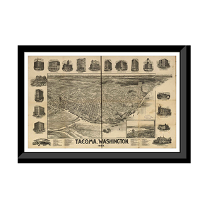 Panoramic Map - Tacoma, Washington, 1893 - Bird's Eye View Print