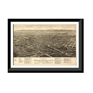 Panoramic Map - Walla Walla, Washington, 1884 - Bird's Eye View Print