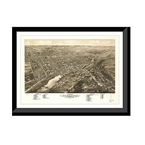 Panoramic Map - Waukesha, Wisconsin, 1880 - Bird's Eye View Print