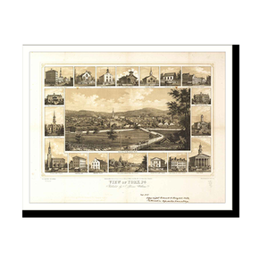 Panoramic Map - York, Pennsylvania, 1852 - Bird's Eye View Print
