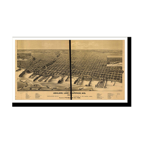 Panoramic Map - Ashland, Wisconsin, 1890 - Bird's Eye View Print