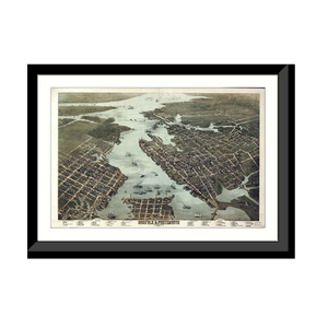 Panoramic Map - Norfolk Portsmouth, Virginia, 1873 - Bird's Eye View Print