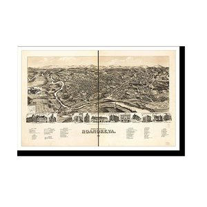 Panoramic Map - Roanoke, Virginia, 1891 - Bird's Eye View Print