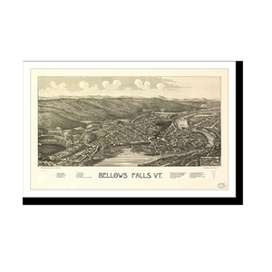Panoramic Map - Bellows Falls, Vermont, 1886 - Bird's Eye View Print